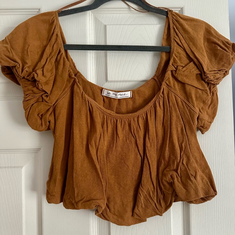 Free People Brown Ruched Women's Top